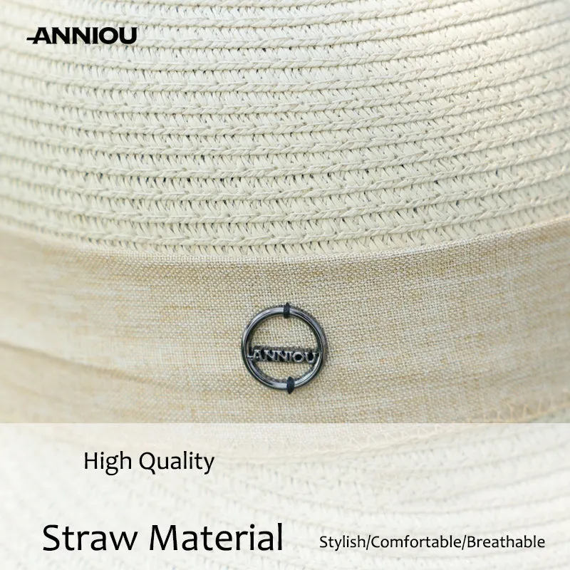 Medium Brim UV French Bow Straw Hat