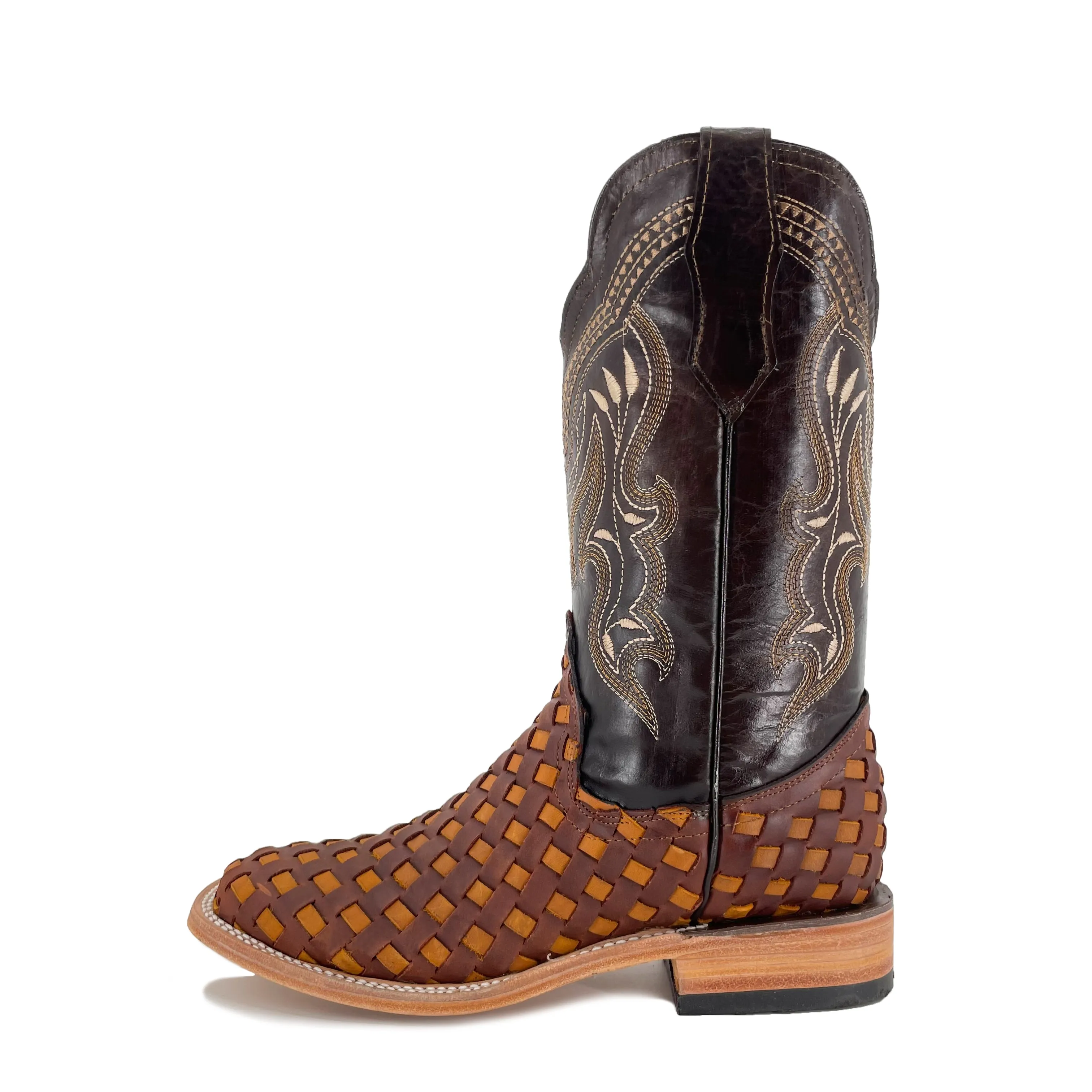 Men Bulldog Woven Boot - Cognac & Honey