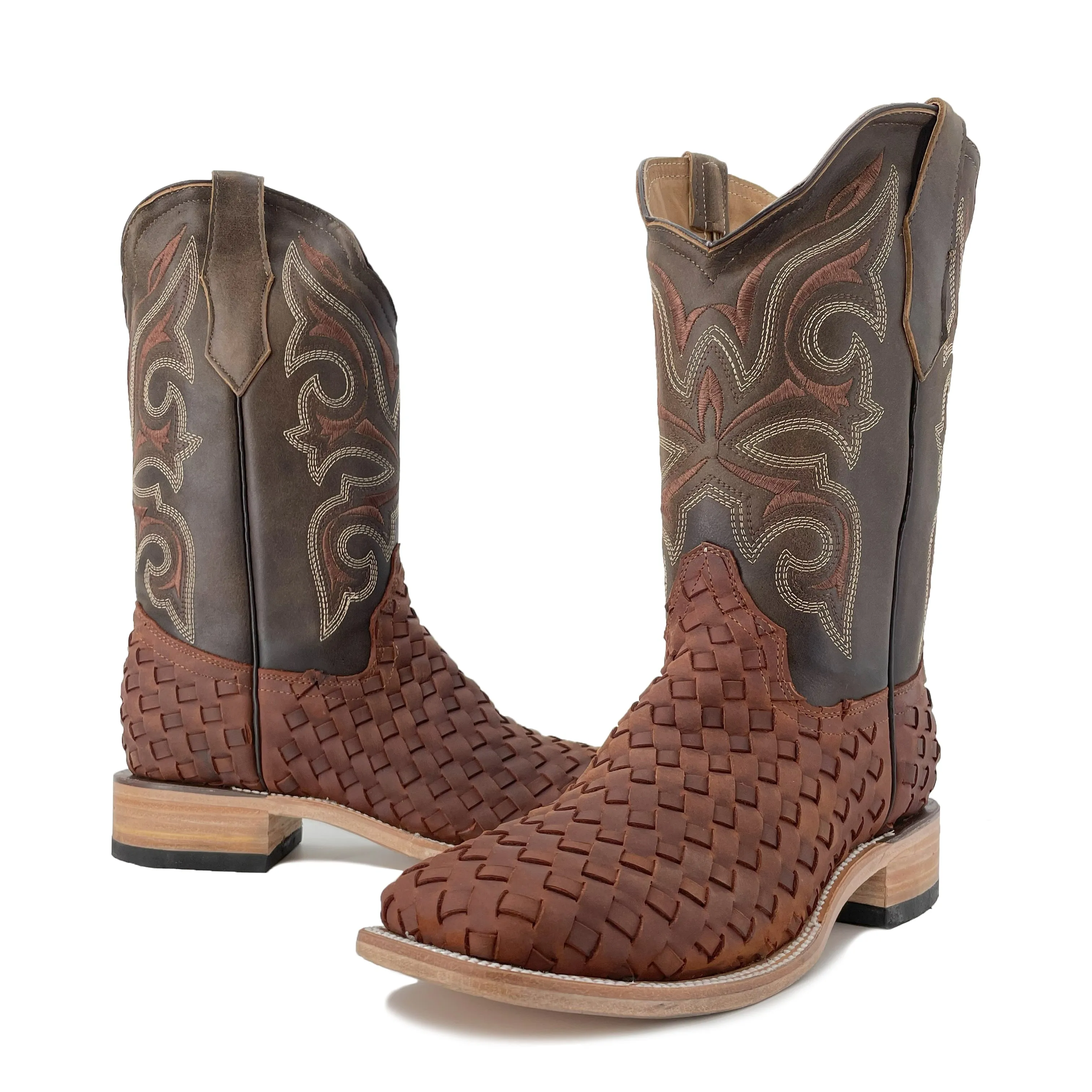 Men Bulldog Woven Boot - Cognac
