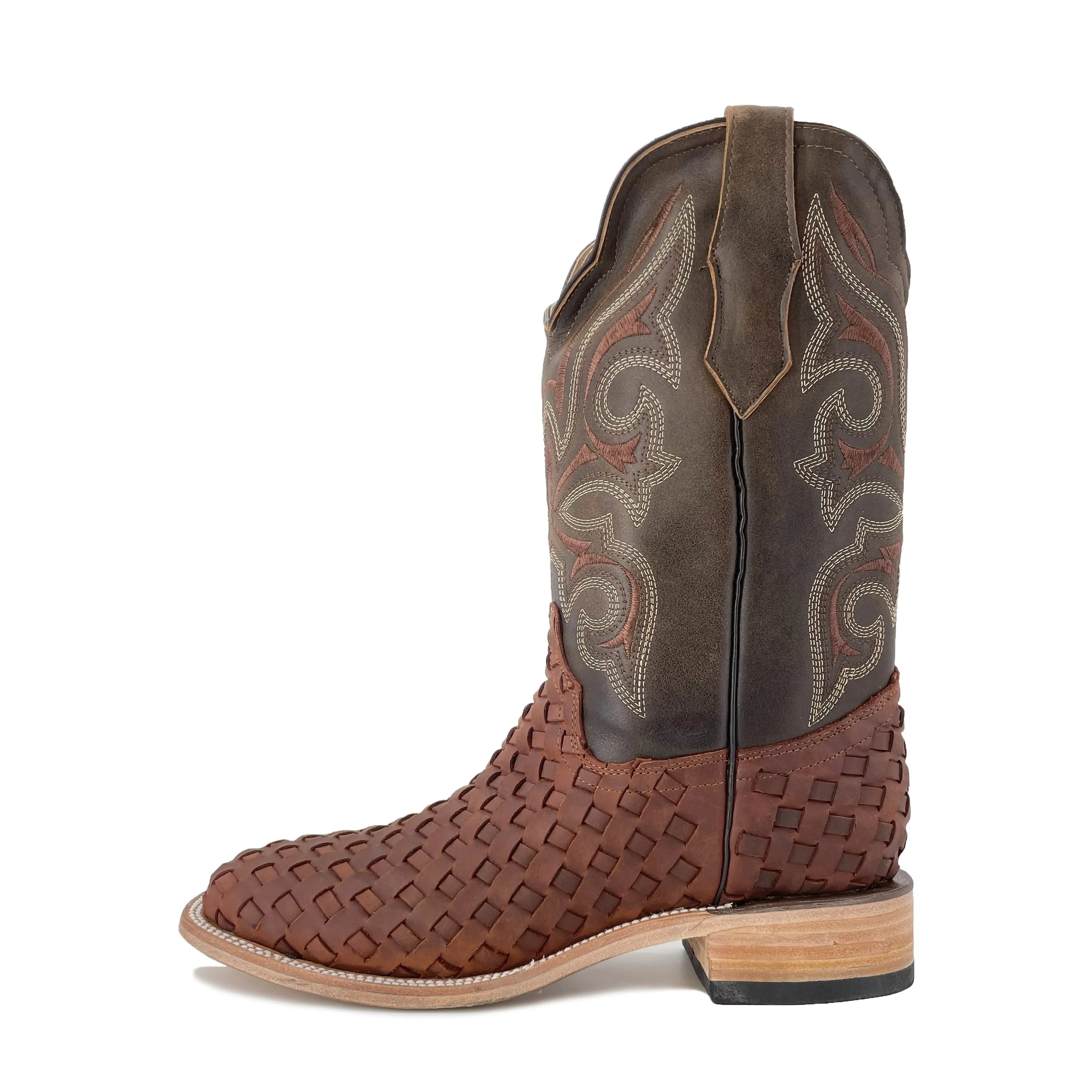 Men Bulldog Woven Boot - Cognac