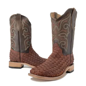 Men Bulldog Woven Boot - Cognac