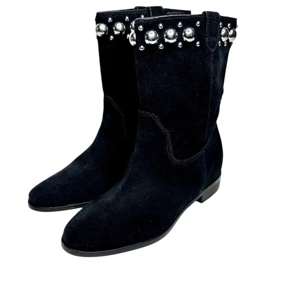 Michael Kors Hayes Booties Black Suede Studded Boots SZ 6.5
