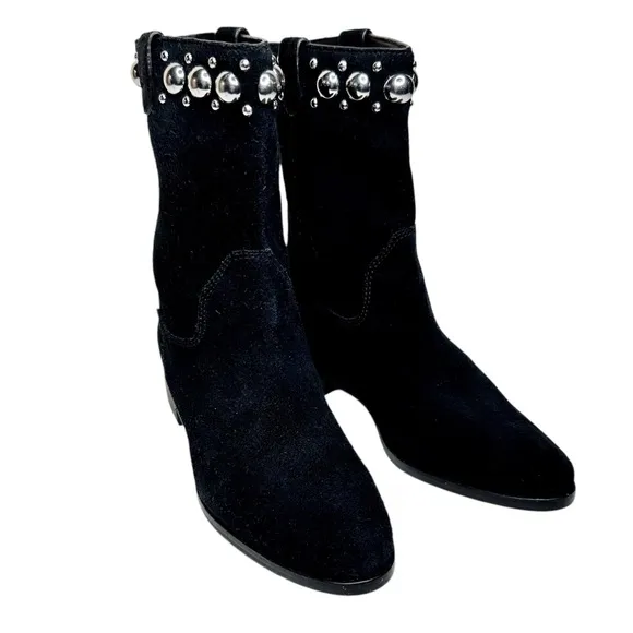 Michael Kors Hayes Booties Black Suede Studded Boots SZ 6.5