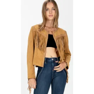 Miss ME Faux Suede Jacket with Fringe