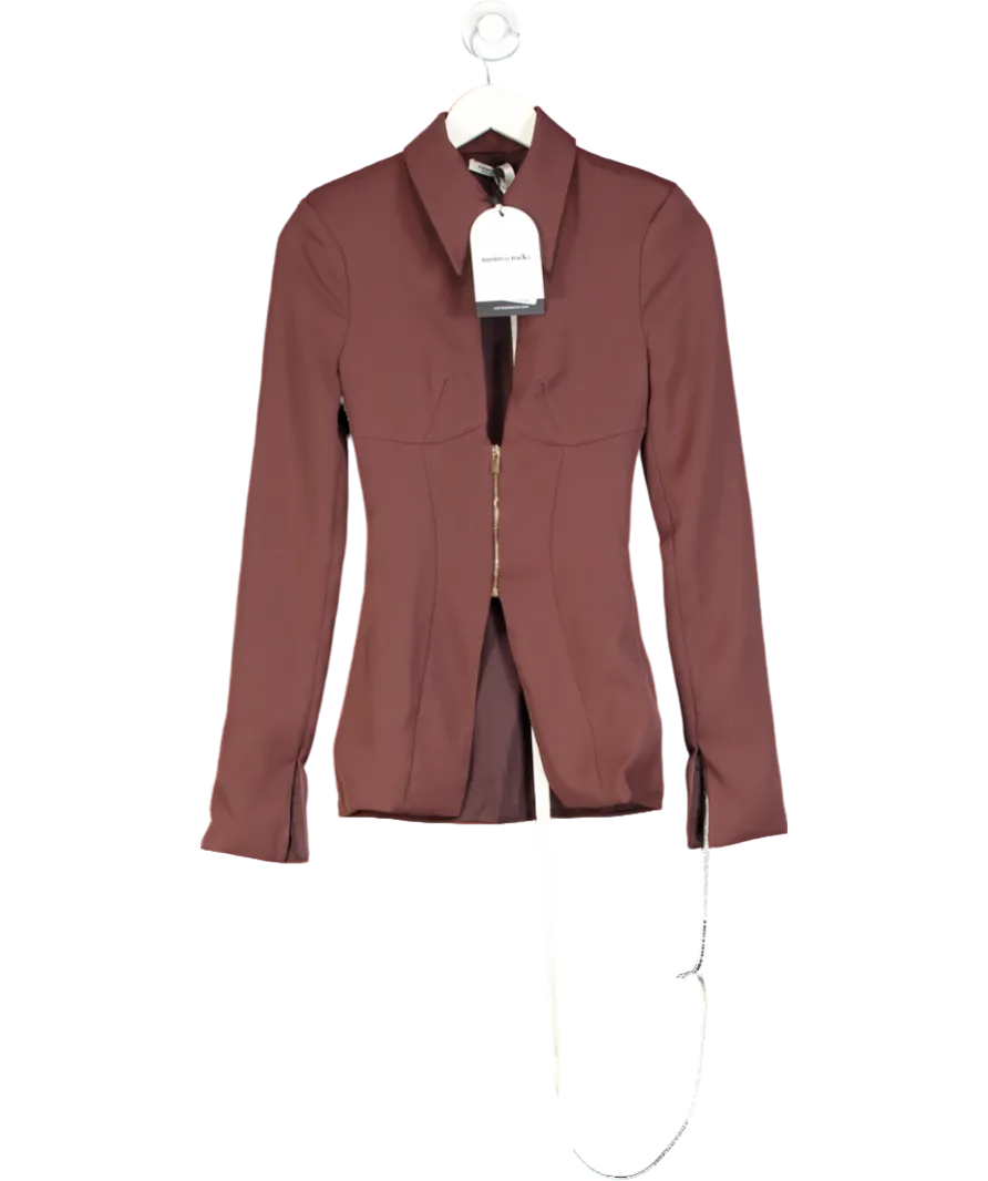 Mistress Rocks Brown Peekaboo Zip Front Blazer UK XS