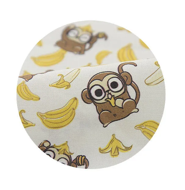 Monkeys and Bananas Cotton Fabric, Animal Cotton Fabric - Digital Printing - By the Yard 86279