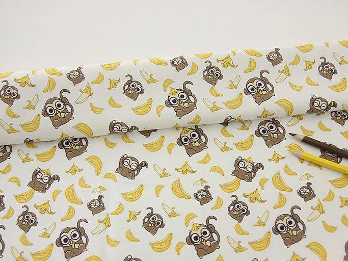 Monkeys and Bananas Cotton Fabric, Animal Cotton Fabric - Digital Printing - By the Yard 86279