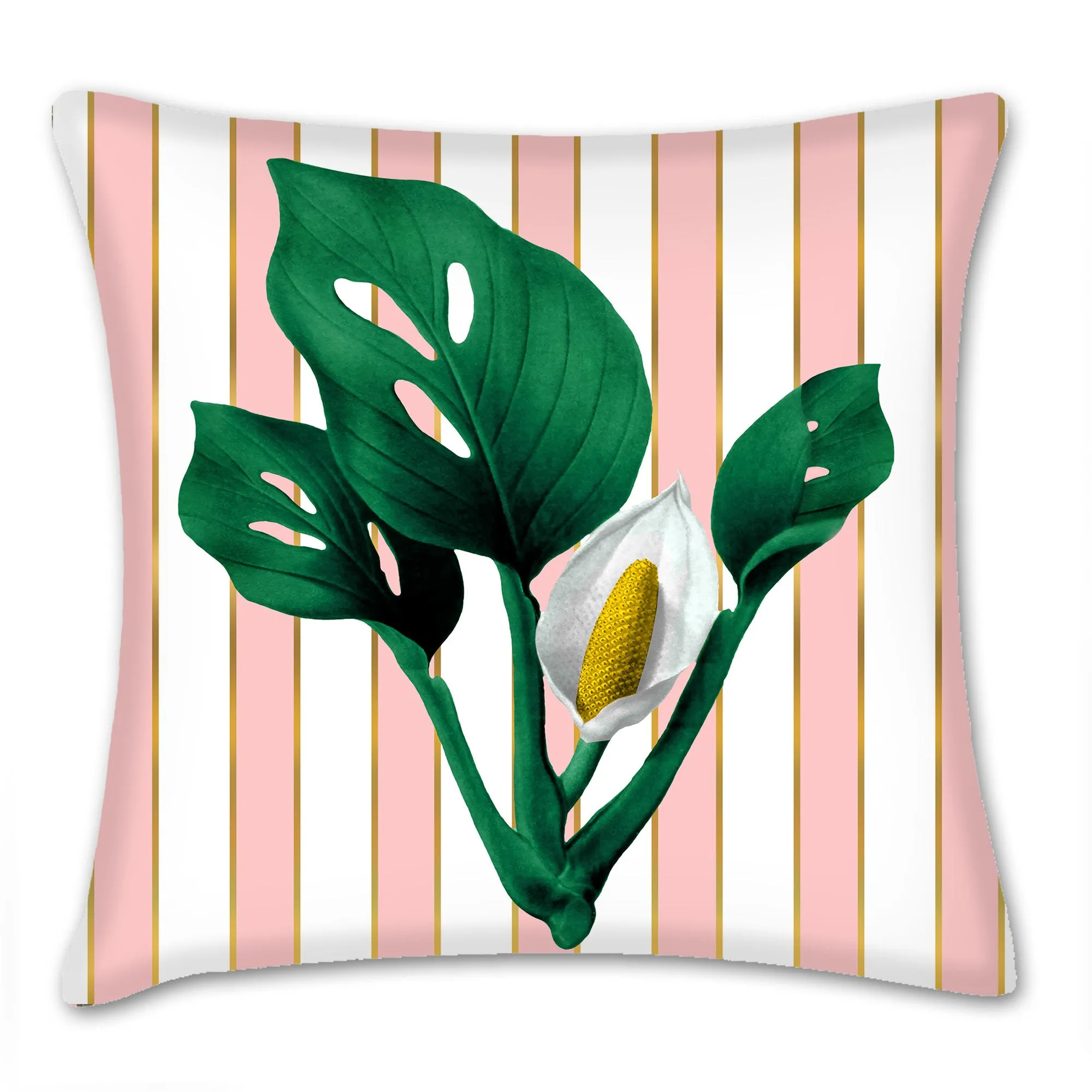 Monstera Lily pillow, modern pillow, Interior decor, home decor, pillow cover and insert, cotton pillow cover, chic decor style, white lily