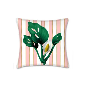 Monstera Lily pillow, modern pillow, Interior decor, home decor, pillow cover and insert, cotton pillow cover, chic decor style, white lily