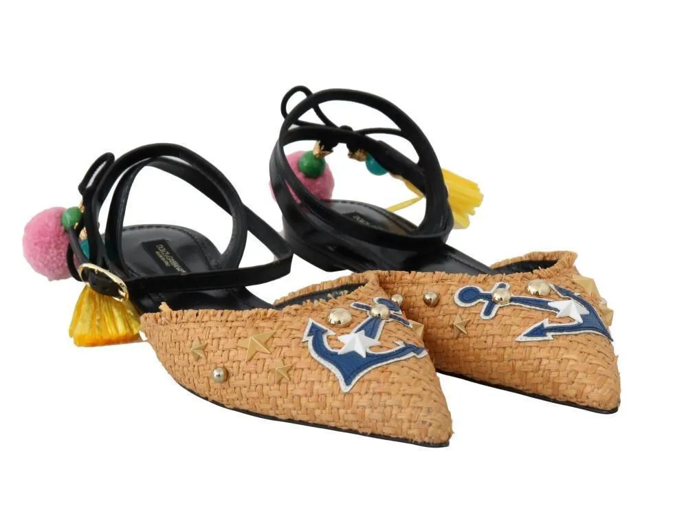 Multicolor Anchor Studded Leather Shoes