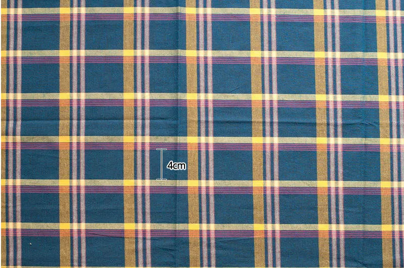 Navy Plaid Cotton Fabric, Yarn Dyed, Washing - By the Yard 95555