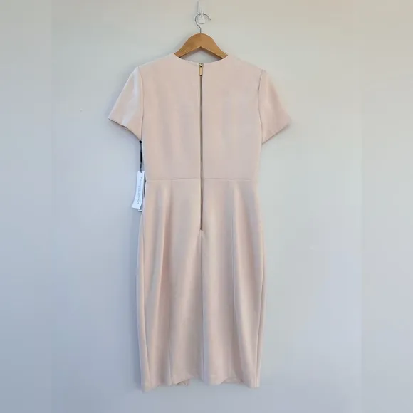NEW Calvin Klein Faux Suede Wrap Short Sleeve Knee Length Sheath Dress