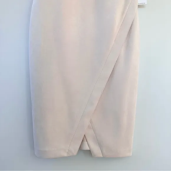NEW Calvin Klein Faux Suede Wrap Short Sleeve Knee Length Sheath Dress