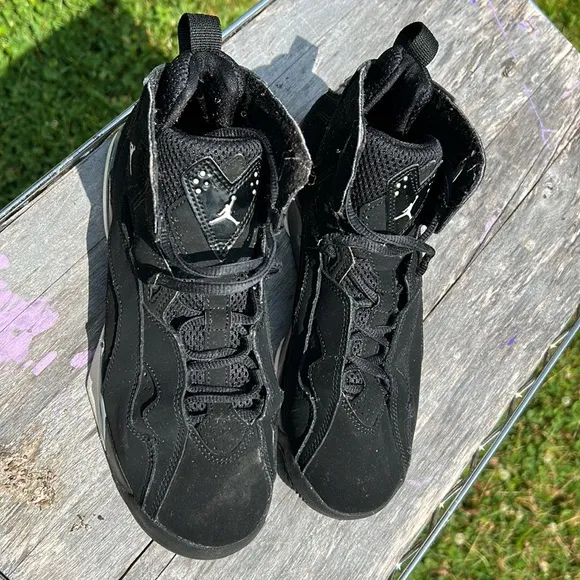 Nike Air Jordan True Fight, youth size 6, black suede, white and silver