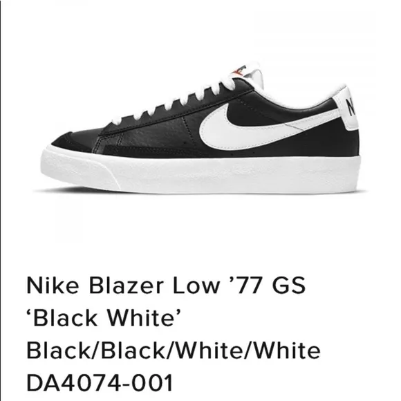 Nike Blazer Low '77 Suede Black/White-White Youth 6.5 streetwear sportswear