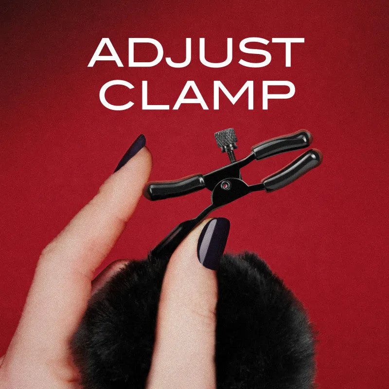 Noir Pom Adjustable Furry Nipple Clamps