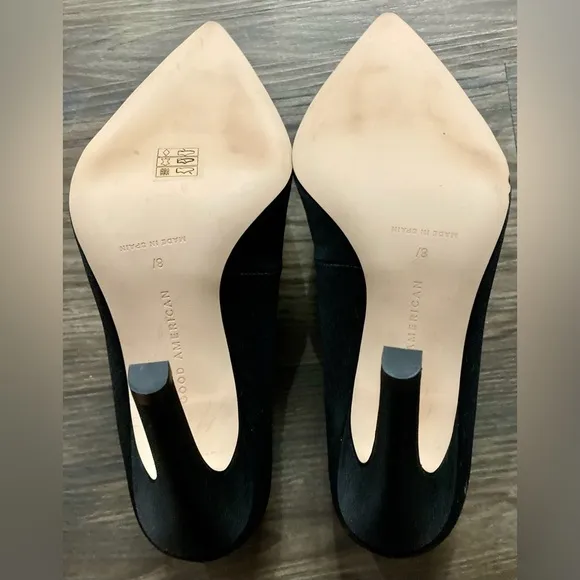 NWOB Good American Women’s Size 8.5 Black Icon Satin Pumps