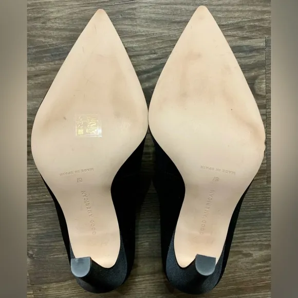 NWOB Good American Women’s Size 8.5 Black Icon Satin Pumps