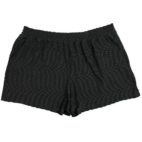 NWT Good American Terry Jacquard Woven Casual Shorts Sz 7 4XL Black Textured