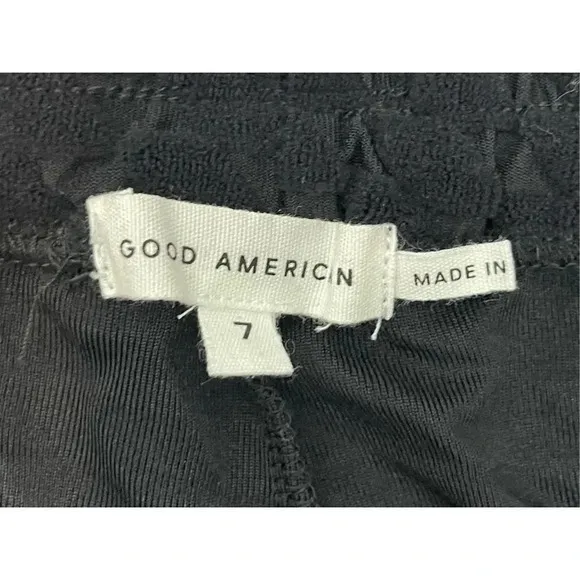 NWT Good American Terry Jacquard Woven Casual Shorts Sz 7 4XL Black Textured
