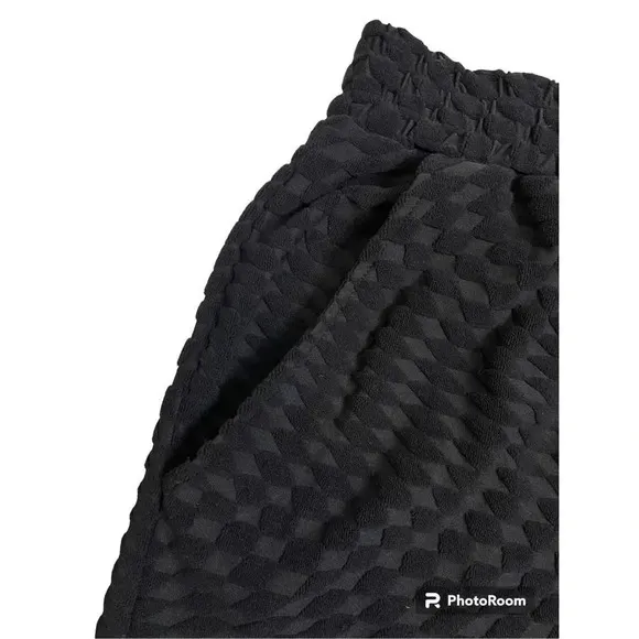 NWT Good American Terry Jacquard Woven Casual Shorts Sz 7 4XL Black Textured