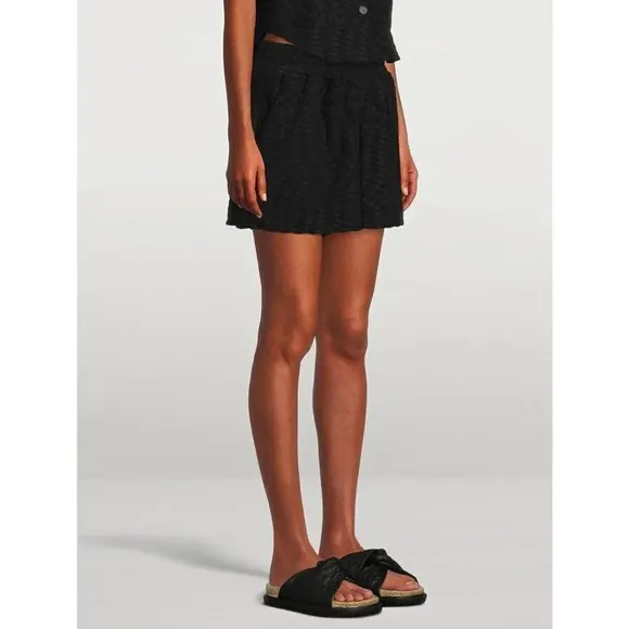 NWT Good American Terry Jacquard Woven Casual Shorts Sz 7 4XL Black Textured