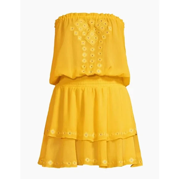 NWT • Ramy Brook • Donna Eyelet Strapless Dress in Yellow
