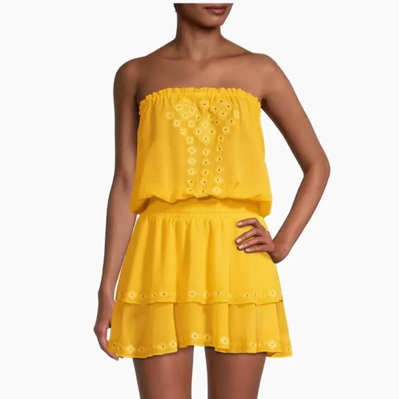 NWT • Ramy Brook • Donna Eyelet Strapless Dress in Yellow