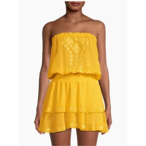 NWT • Ramy Brook • Donna Eyelet Strapless Dress in Yellow