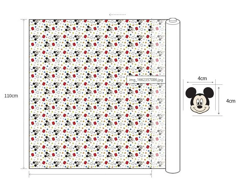 Offical License Disney Mickey Mouse Cotton Fabric, Digital Printing - Fabric By the Yard /56750