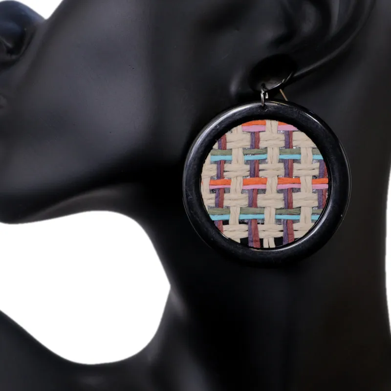 Orange Woven Design Dangle Earrings