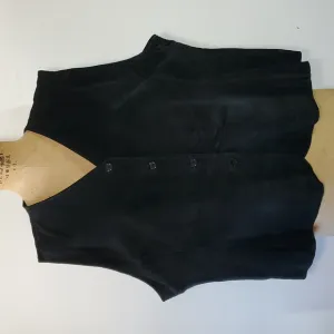Outbrook Size 3XL Vest Black Suede Leather Button Down Sleeveless Fully Lined