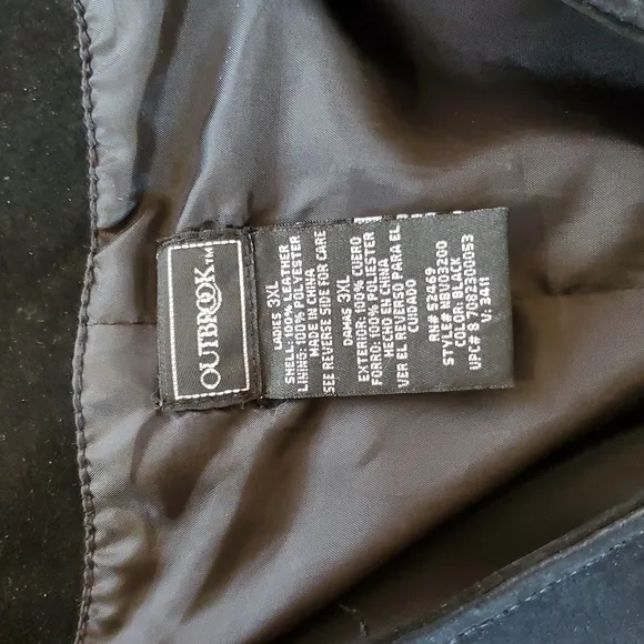 Outbrook Size 3XL Vest Black Suede Leather Button Down Sleeveless Fully Lined