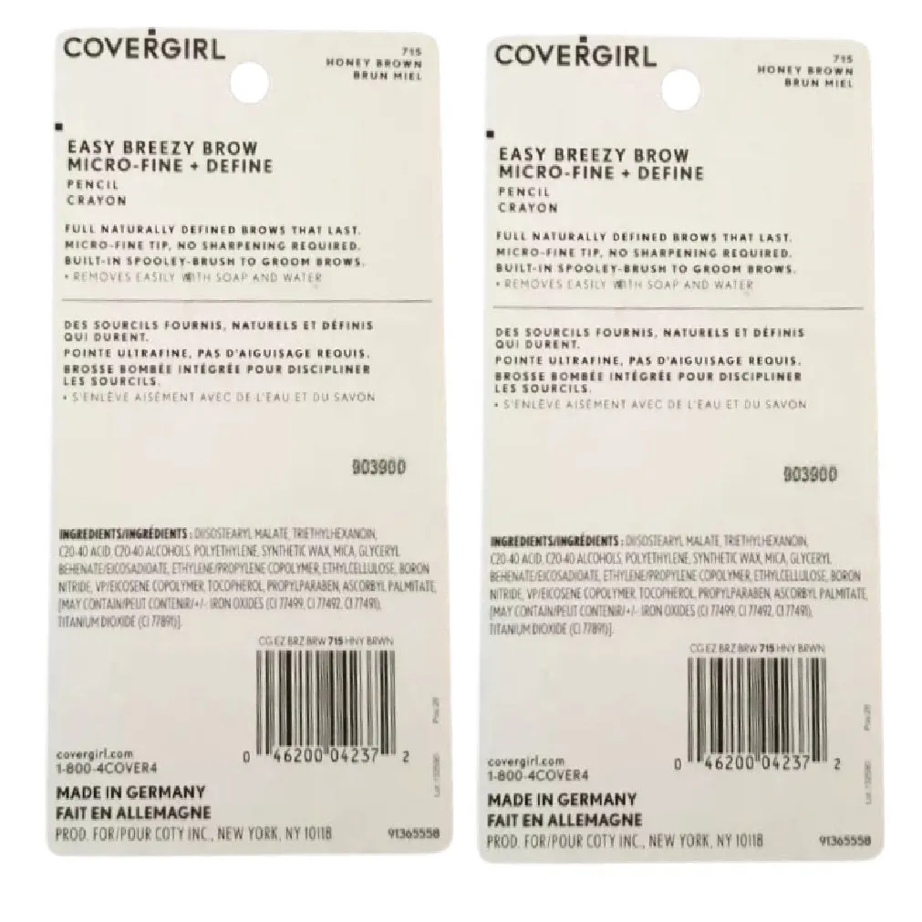 Pack of 2 CoverGirl Easy Breezy Brow Micro-Fine   Define Pencil, Honey Brown 715