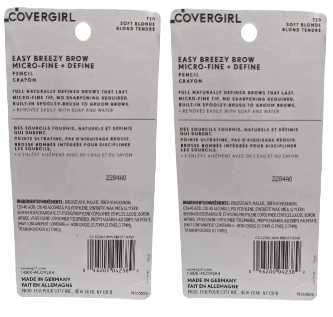 Pack of 2 CoverGirl Easy Breezy Brow Micro-Fine   Define Pencil, Soft Blonde 720