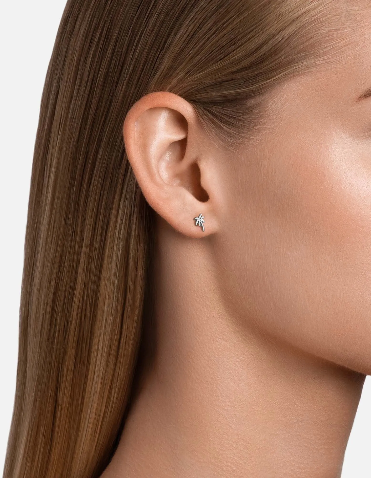 Palm Stud Earrings, Sterling Silver