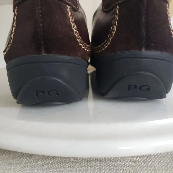 PAUL GREEN US 8 Lucy Sport Brown Nappa Leather and Suede Slip On Driving Loafer
