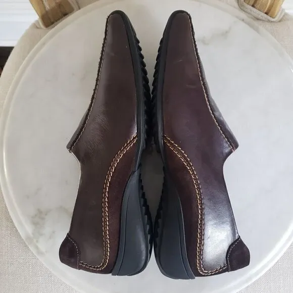 PAUL GREEN US 8 Lucy Sport Brown Nappa Leather and Suede Slip On Driving Loafer