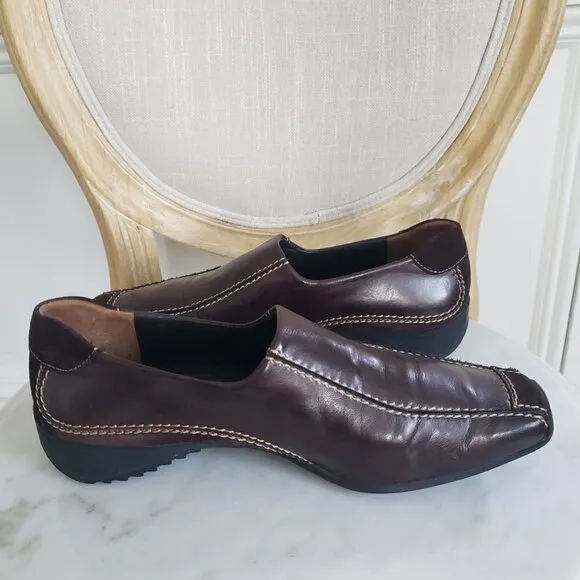 PAUL GREEN US 8 Lucy Sport Brown Nappa Leather and Suede Slip On Driving Loafer