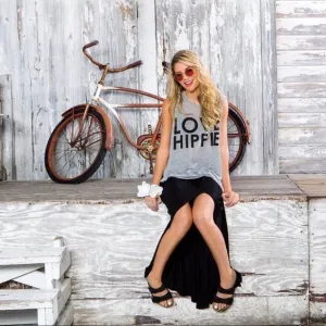 Peace Love World hi-low maxi skirt.