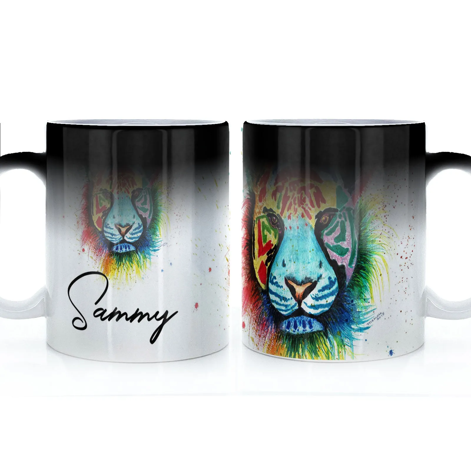 Personalised Mug with Stylish Text and Rainbow Tiger