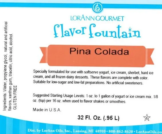 Pina Colada Flavor 6 x 32 oz Bottle - Ice Cream and Beverage Flavors - LorAnn Oils - Canadian Distribution