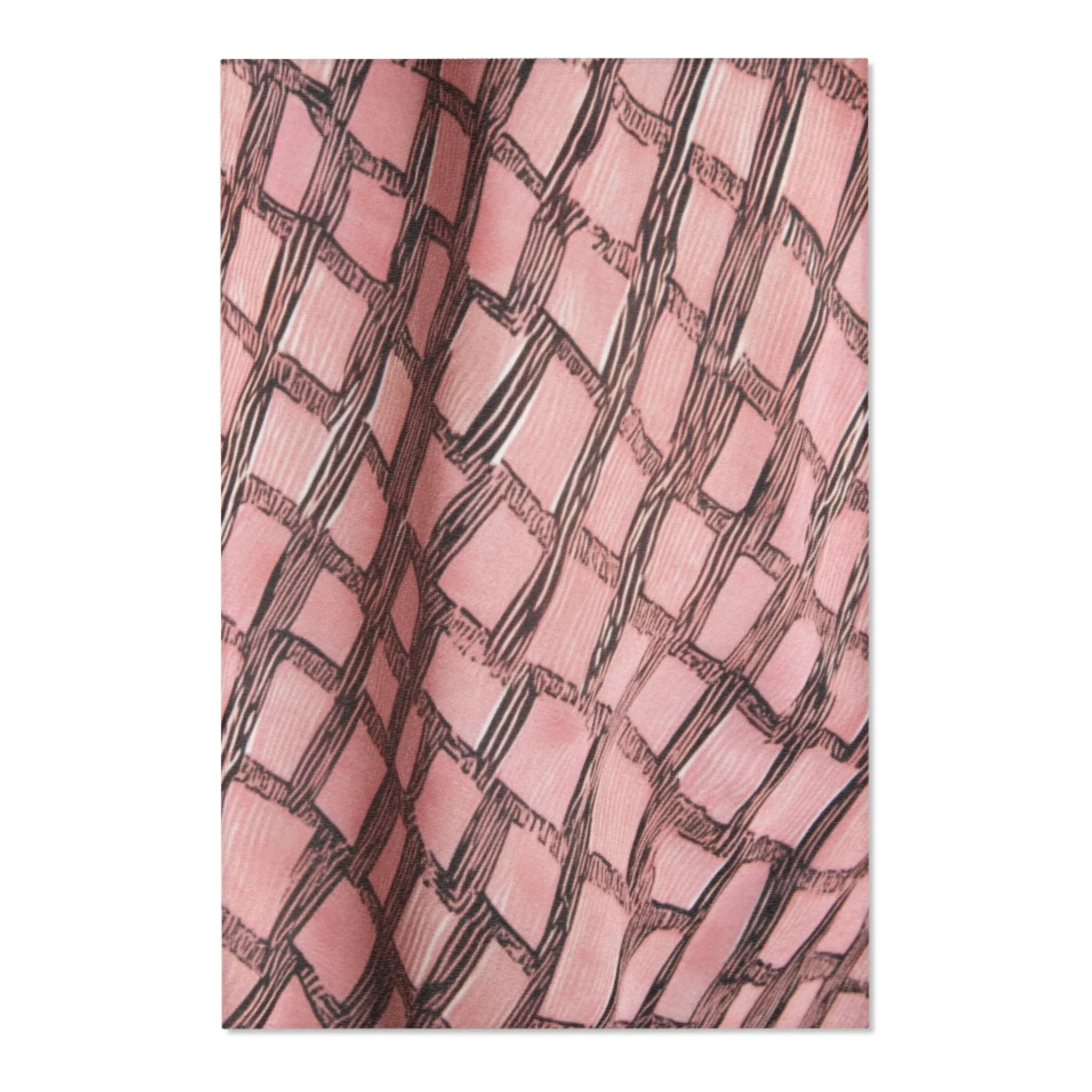 Pink & Brown Woven Checkered Rug