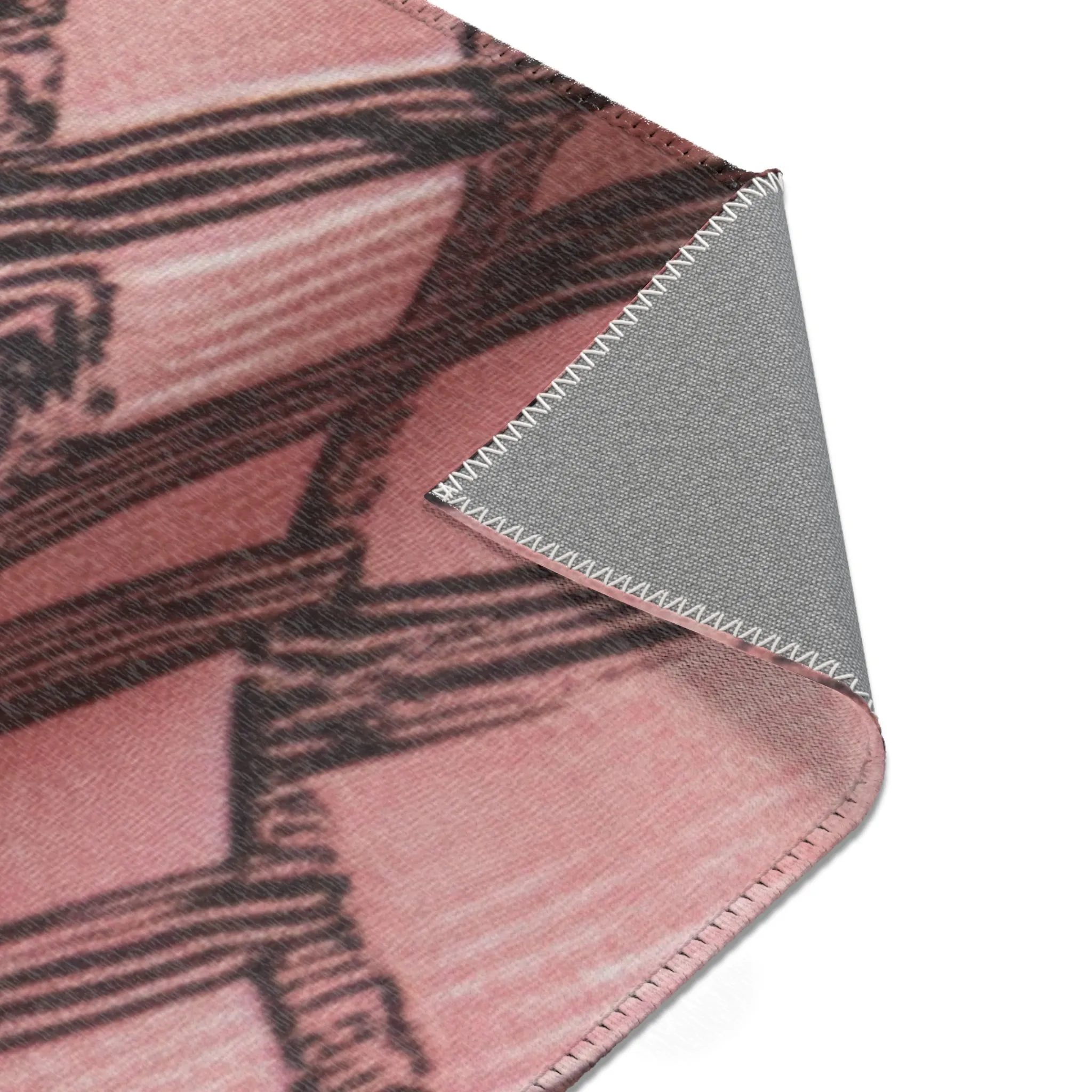 Pink & Brown Woven Checkered Rug