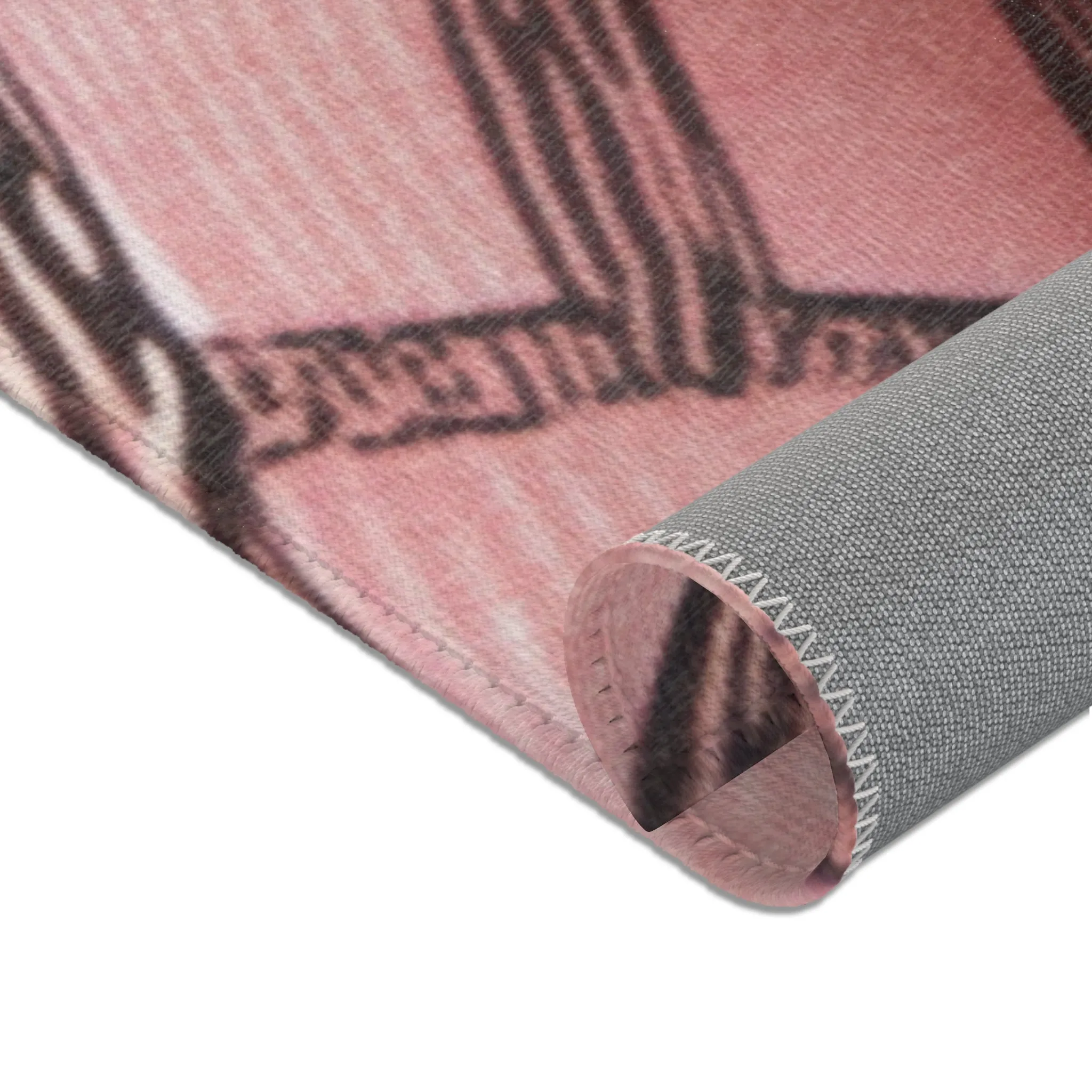 Pink & Brown Woven Checkered Rug