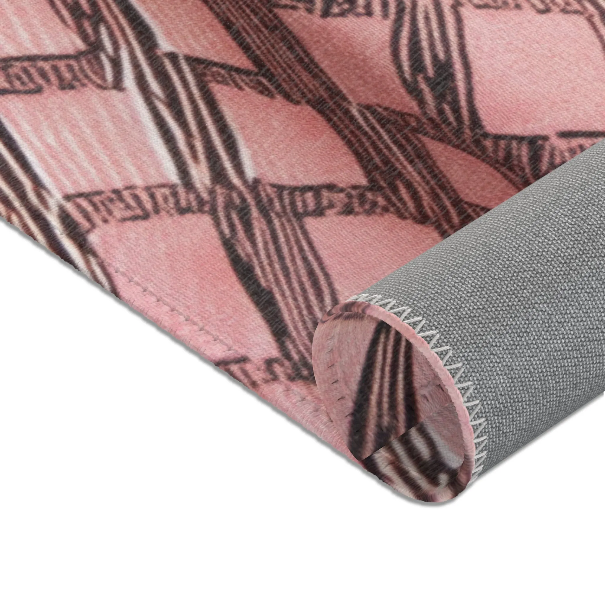 Pink & Brown Woven Checkered Rug