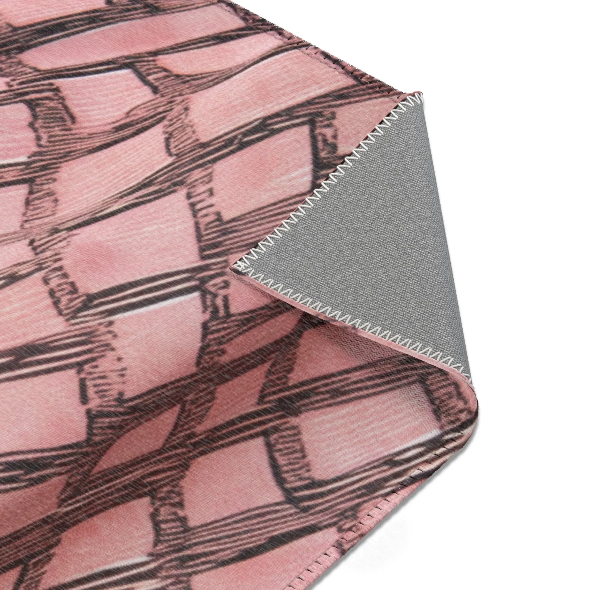 Pink & Brown Woven Checkered Rug