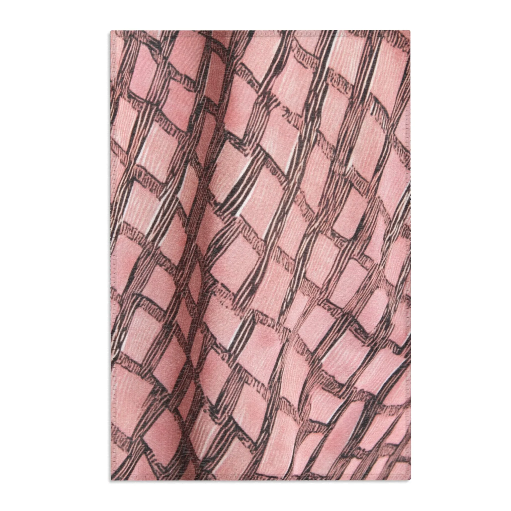 Pink & Brown Woven Checkered Rug