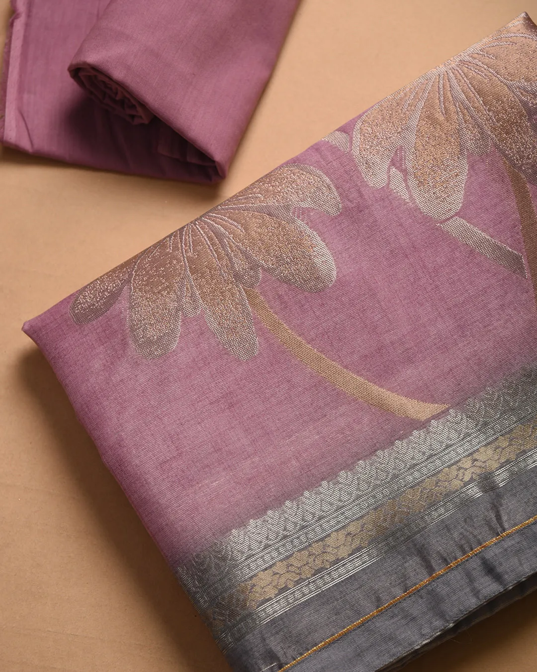 Pink Chanderi Blend Woven Unstitched Suit Fabric Set With Chanderi Blend Woven Dupatta
