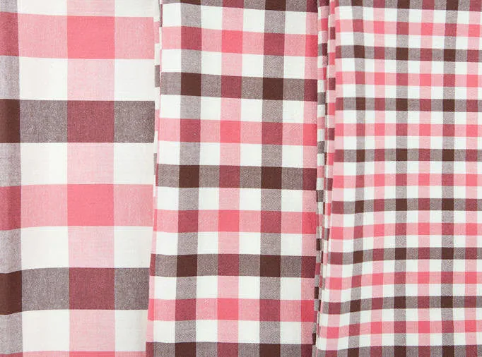 Pink Plaid Cotton Fabric - 3 Sizes - By the Yard 78461